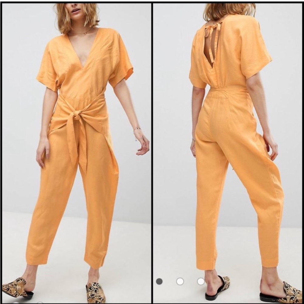 Free People Orange Kimono Sleeve Jumpsuit